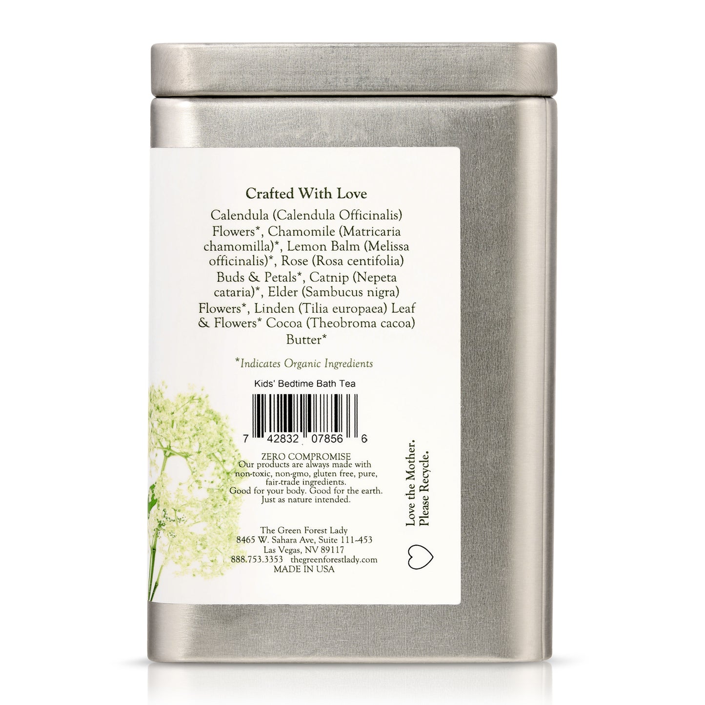 Bedtime Bath Tea for children ingredients list